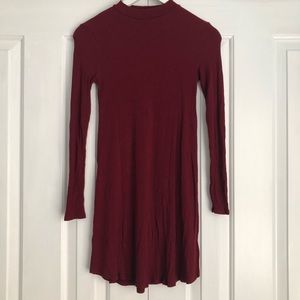 Ribbed Mock-Neck Sweater Dress